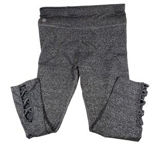 Ebb & Flow Athleisure‎ Leggings Charcoal Heather Lace Up Capri M